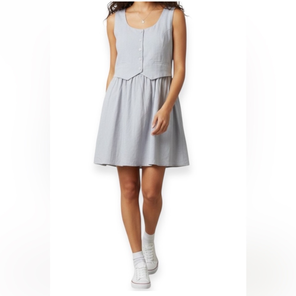 Paper Heart Linen Blend Light Blue Vest Dress Size Large NWT